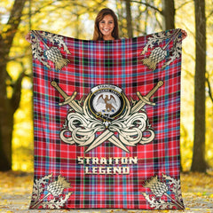 Clan Straiton Tartan Gold Courage Symbol Blanket IP39 Clan Rait Tartan Today