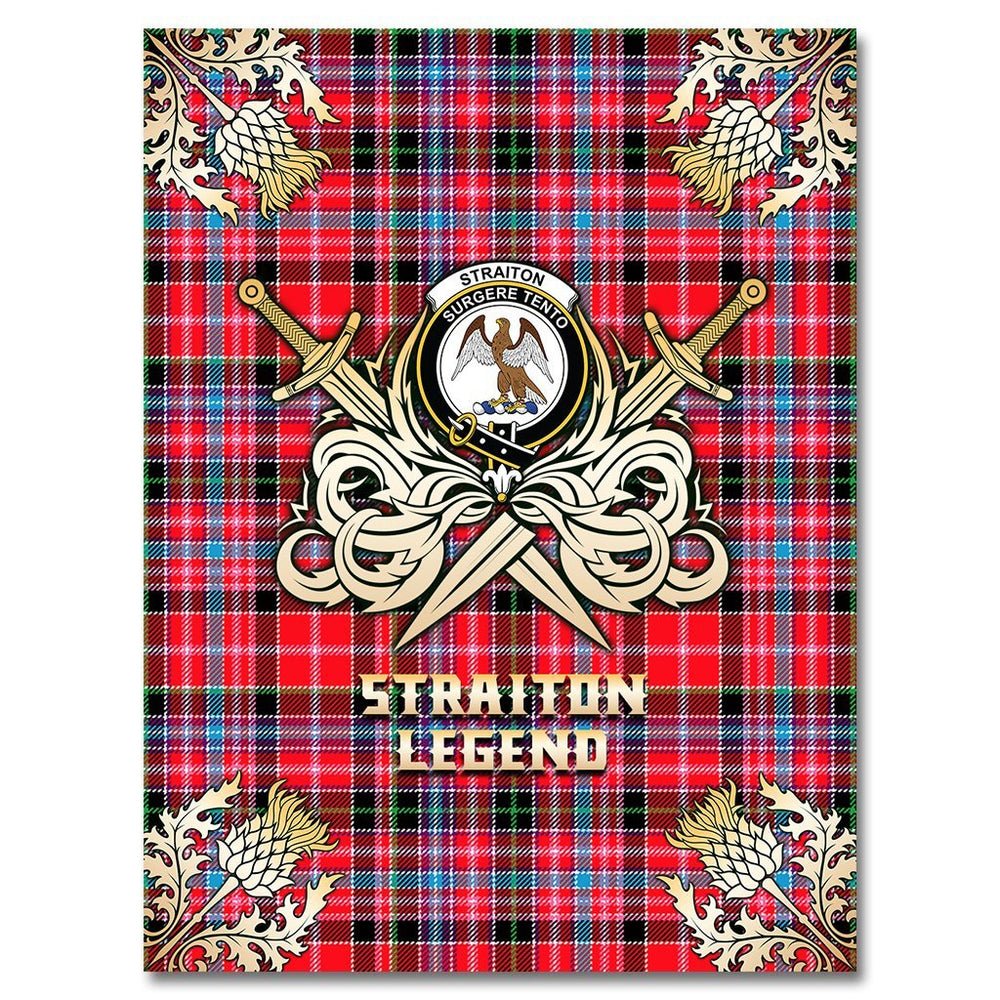 Clan Straiton Tartan Gold Courage Symbol Blanket IP39 Clan Rait Tartan Today