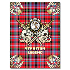 Clan Straiton Tartan Gold Courage Symbol Blanket IP39 Clan Rait Tartan Today