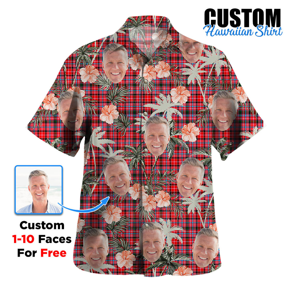 Clan Straiton Aderbeen Tartan Custom Face Hawaiian Shirt – Unisex Gift for Family Members, Summer Party CC68 Straiton Aderbeen Tartan Tartan Hawaii Shirt