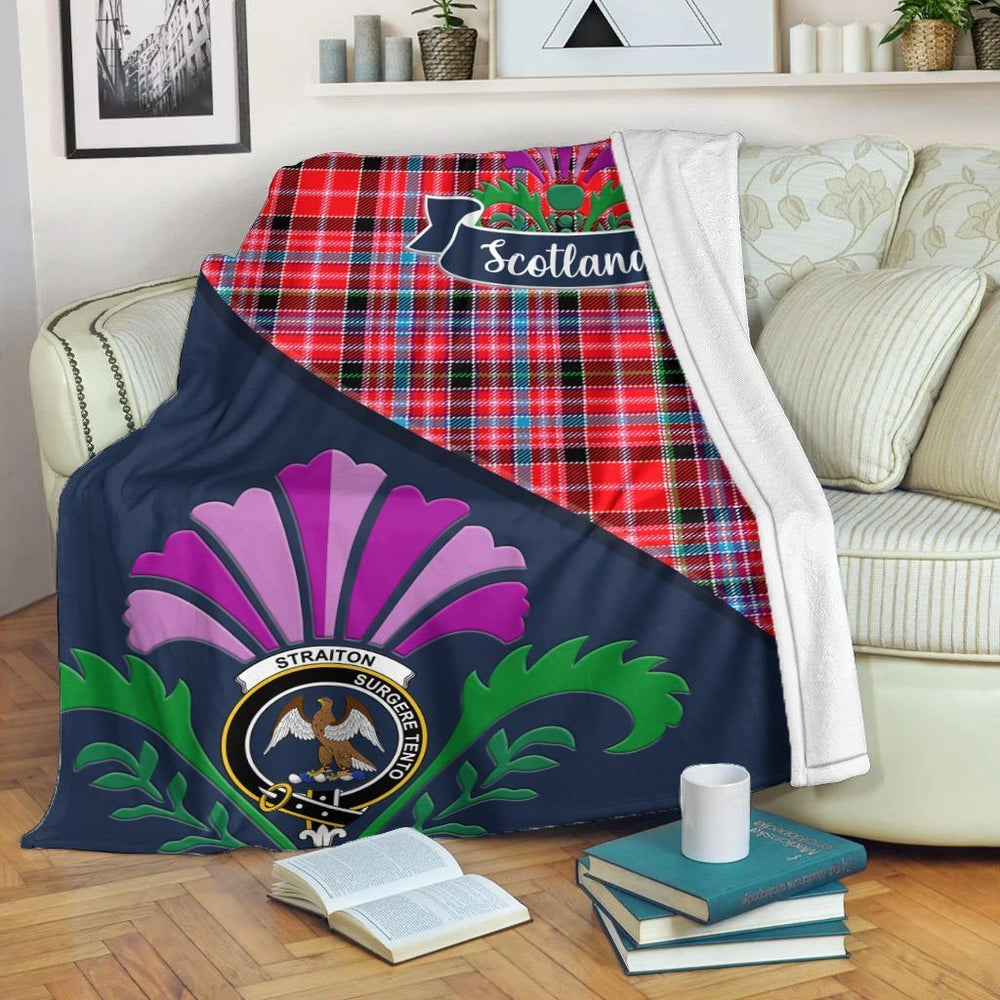 Clan Straiton Tartan Crest Premium Blanket Thistle Style JJ97 Clan Rait Tartan Today