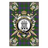 Clan Strange of Balkaskie Tartan Crest Black Garden Flag - Gold Thistle KZ55 Clan Strange Tartan Today