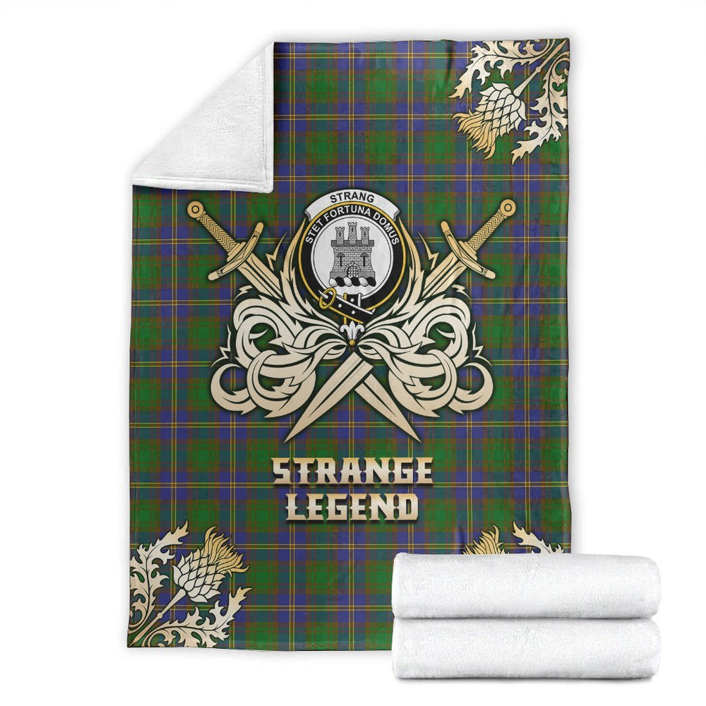 Clan Strange of Balkaskie Tartan Gold Courage Symbol Blanket CR90 Clan Strange Tartan Today