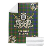 Clan Strange of Balkaskie Tartan Gold Courage Symbol Blanket CR90 Clan Strange Tartan Today