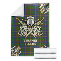 Clan Strange of Balkaskie Tartan Gold Courage Symbol Blanket CR90 Clan Strange Tartan Today