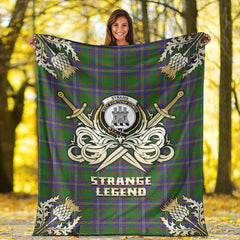 Clan Strange of Balkaskie Tartan Gold Courage Symbol Blanket CR90 Clan Strange Tartan Today