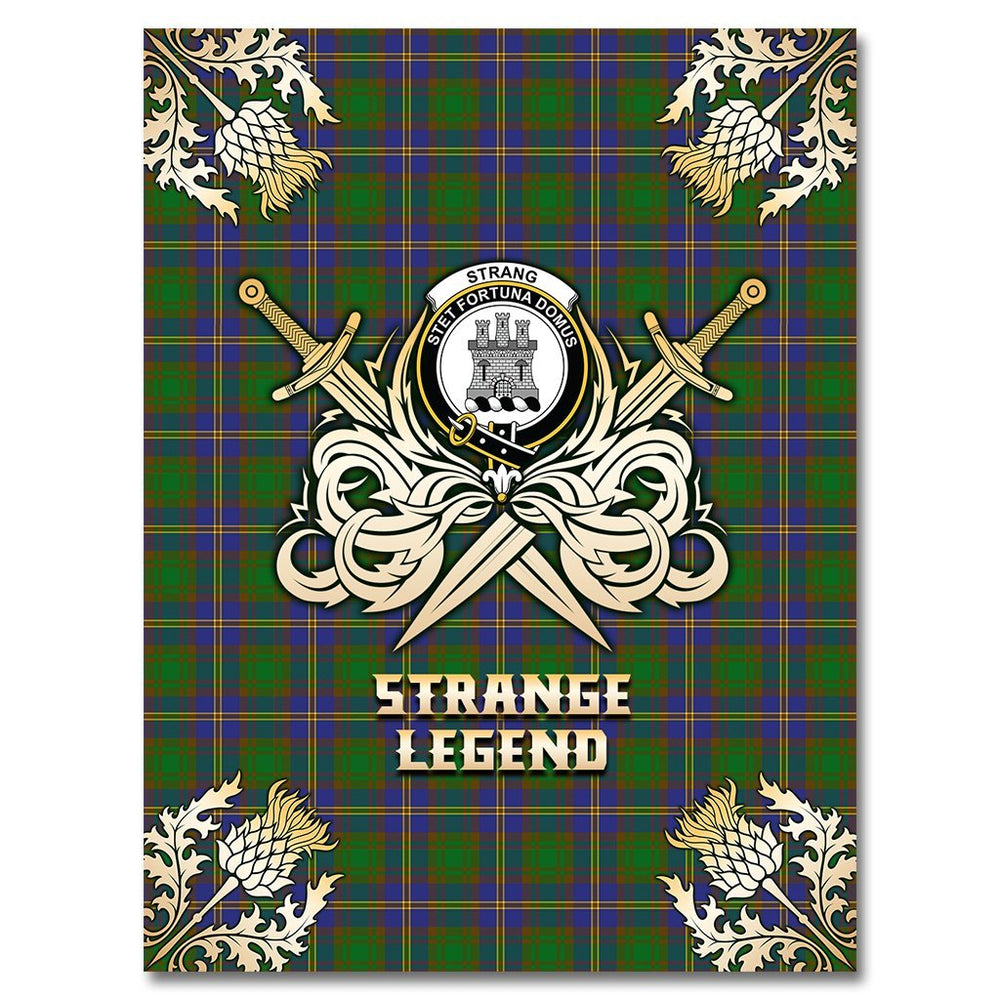 Clan Strange of Balkaskie Tartan Gold Courage Symbol Blanket CR90 Clan Strange Tartan Today