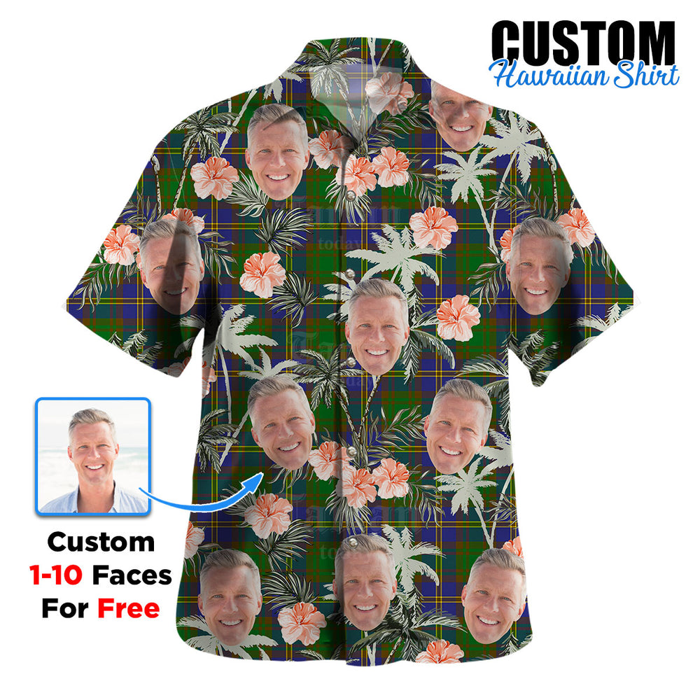 Clan Strange of Balkaskie Tartan Custom Face Hawaiian Shirt – Unisex Gift for Family Members, Summer Party WC39 Strange of Balkaskie Tartan Tartan Hawaii Shirt