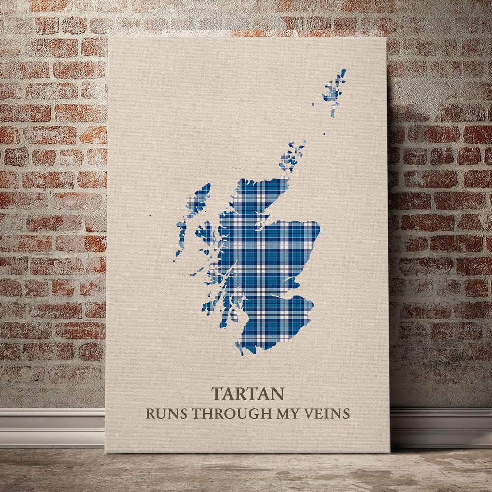 Strathclyde District Tartan Scotland Map Canvas – “Tartan Runs Through My Veins” Wall Art