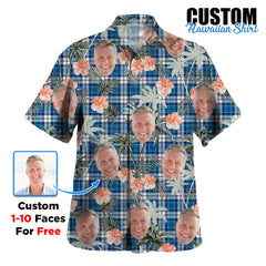 Clan Strathclyde District Tartan Custom Face Hawaiian Shirt – Unisex Gift for Family Members, Summer Party LQ66 Strathclyde District Tartan Tartan Hawaii Shirt