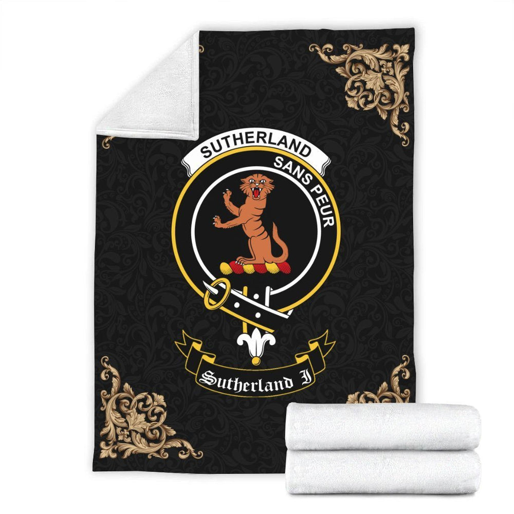 Clan Sutherland I Crest Tartan Premium Blanket Black JJ29 Clan Sutherland Tartan Today