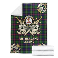 Clan Sutherland Modern Tartan Gold Courage Symbol Blanket TZ38 Clan Sutherland Tartan Today