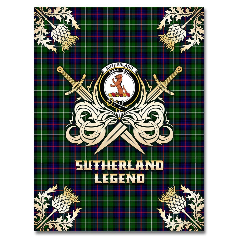 Clan Sutherland Modern Tartan Gold Courage Symbol Blanket TZ38 Clan Sutherland Tartan Today