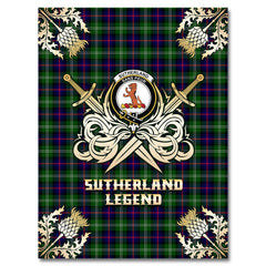 Clan Sutherland Modern Tartan Gold Courage Symbol Blanket TZ38 Clan Sutherland Tartan Today