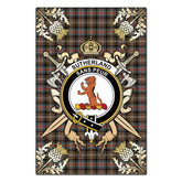 Clan Sutherland Weathered Tartan Crest Black Garden Flag - Gold Thistle DX21 Clan Sutherland Tartan Today