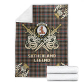 Clan Sutherland Weathered Tartan Gold Courage Symbol Blanket NN56 Clan Sutherland Tartan Today