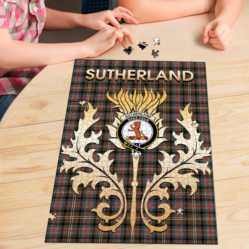 Clan Sutherland Weathered Tartan Crest Thistle Jigsaw Puzzles Gift For Family BK64 Clan Sutherland Tartan Today