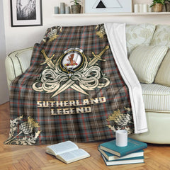 Clan Sutherland Weathered Tartan Gold Courage Symbol Blanket NN56 Clan Sutherland Tartan Today