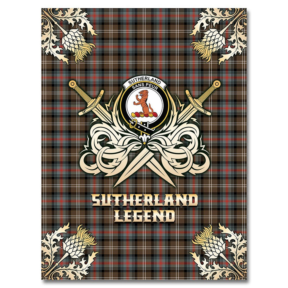 Clan Sutherland Weathered Tartan Gold Courage Symbol Blanket NN56 Clan Sutherland Tartan Today