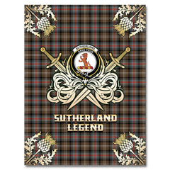 Clan Sutherland Weathered Tartan Gold Courage Symbol Blanket NN56 Clan Sutherland Tartan Today