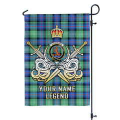 Custom Name Clan Sutherland Old Ancient Tartan Garden Flag with Clan Crest and the Golden Sword of Courageous Legacy JH64
