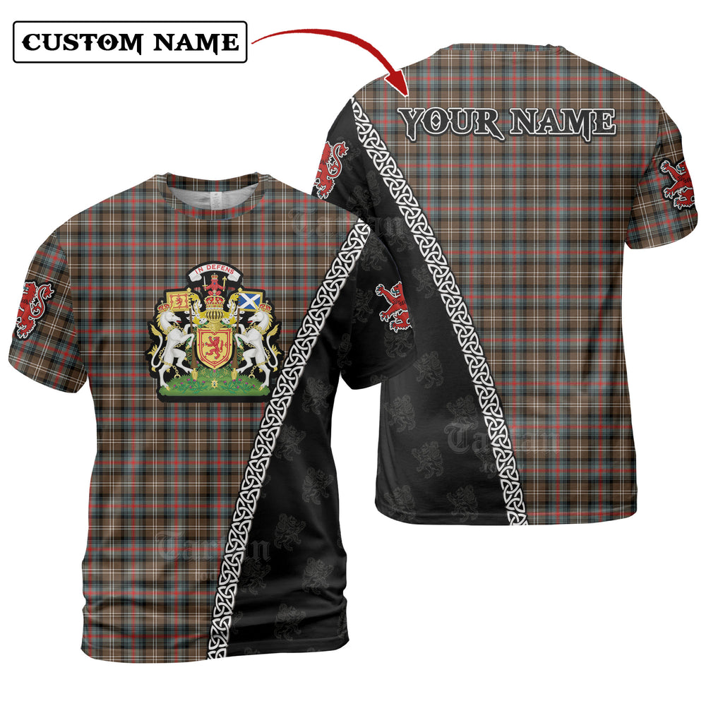 Sutherland Weathered Tartan Shirt with Scotland Coat of Arms & Custom Name TI11