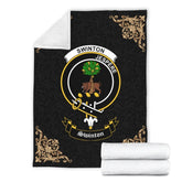 Clan Swinton Crest Tartan Premium Blanket Black PD94 Clan Swinton Tartan Today