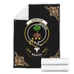Clan Swinton Crest Tartan Premium Blanket Black PD94 Clan Swinton Tartan Today