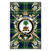 Clan Swinton Tartan Crest Black Garden Flag - Gold Thistle AY53 Clan Swinton Tartan Today