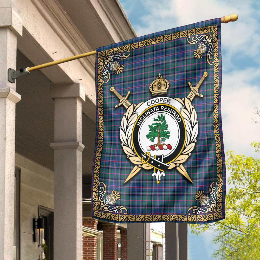 Clan Cooper Ancient Tartan Crest 2 Garden Flag - Celtic Thistle TZ68 Clan Cooper Tartan Today