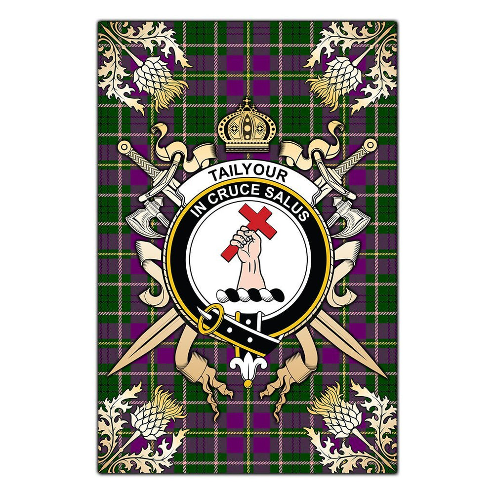 Clan Taylor Tartan Crest Black Garden Flag - Gold Thistle EB14 Clan Taylor Tartan Today