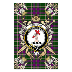Clan Taylor Tartan Crest Black Garden Flag - Gold Thistle EB14 Clan Taylor Tartan Today