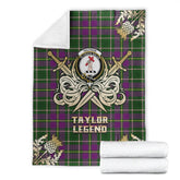 Clan Taylor Tartan Gold Courage Symbol Blanket CT55 Clan Taylor Tartan Today