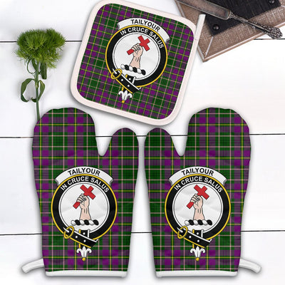 Clan Taylor Tartan Crest Oven Mitt And Pot Holder (2 Oven Mitts + 1 Pot Holder)
