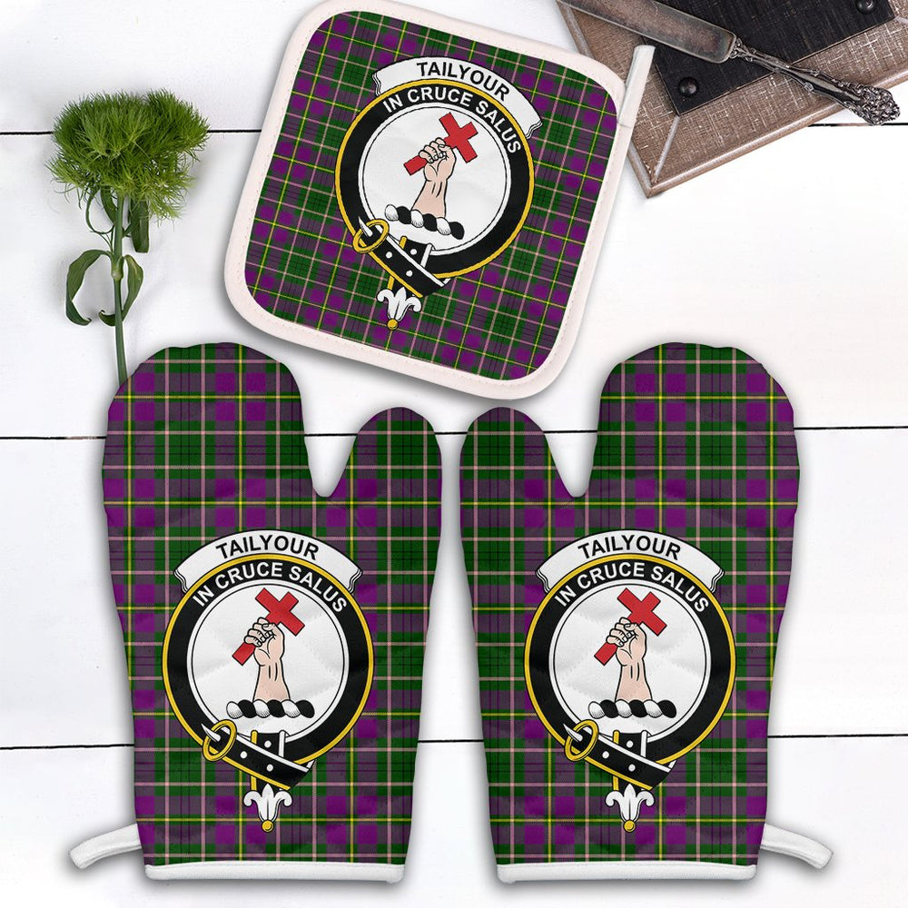 Clan Taylor Tartan Crest Oven Mitt And Pot Holder (2 Oven Mitts + 1 Pot Holder) UE53 Clan Taylor Tartan Today