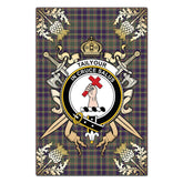Clan Taylor Weathered Tartan Crest Black Garden Flag - Gold Thistle JY56 Clan Taylor Tartan Today