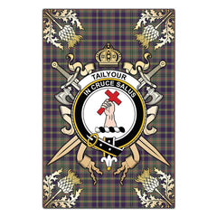 Clan Taylor Weathered Tartan Crest Black Garden Flag - Gold Thistle JY56 Clan Taylor Tartan Today
