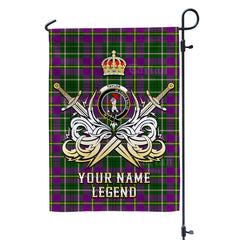 Custom Name Clan Taylor Tartan Garden Flag with Clan Crest and the Golden Sword of Courageous Legacy DA29