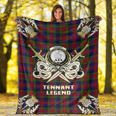 Clan Tennant Tartan Gold Courage Symbol Blanket NP50 Clan Tennant Tartan Today