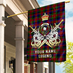 Custom Name Clan Tennant Tartan Garden Flag with Clan Crest and the Golden Sword of Courageous Legacy GP81