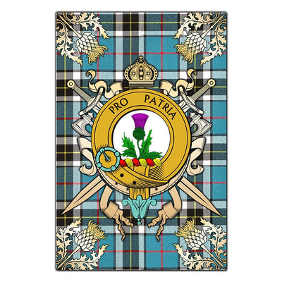 Clan Thomson Tartan Crest Black Garden Flag - Gold Thistle HB39