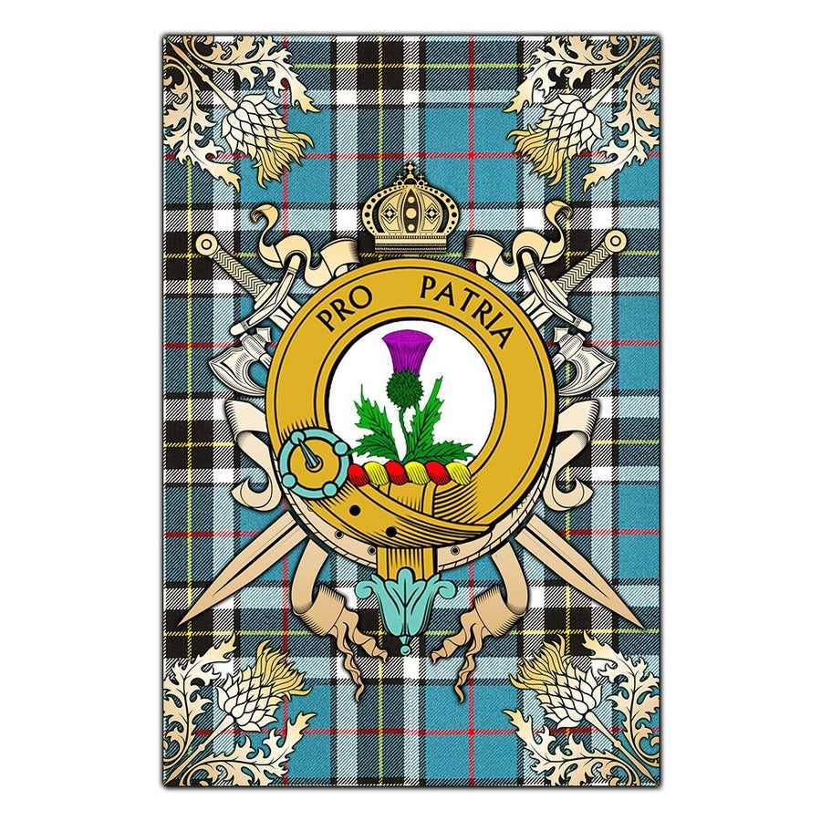 Clan Thomson Tartan Crest Black Garden Flag