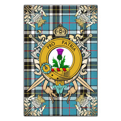Clan Thomson Tartan Crest Black Garden Flag - Gold Thistle HB39 Clan Thomson Tartan Today