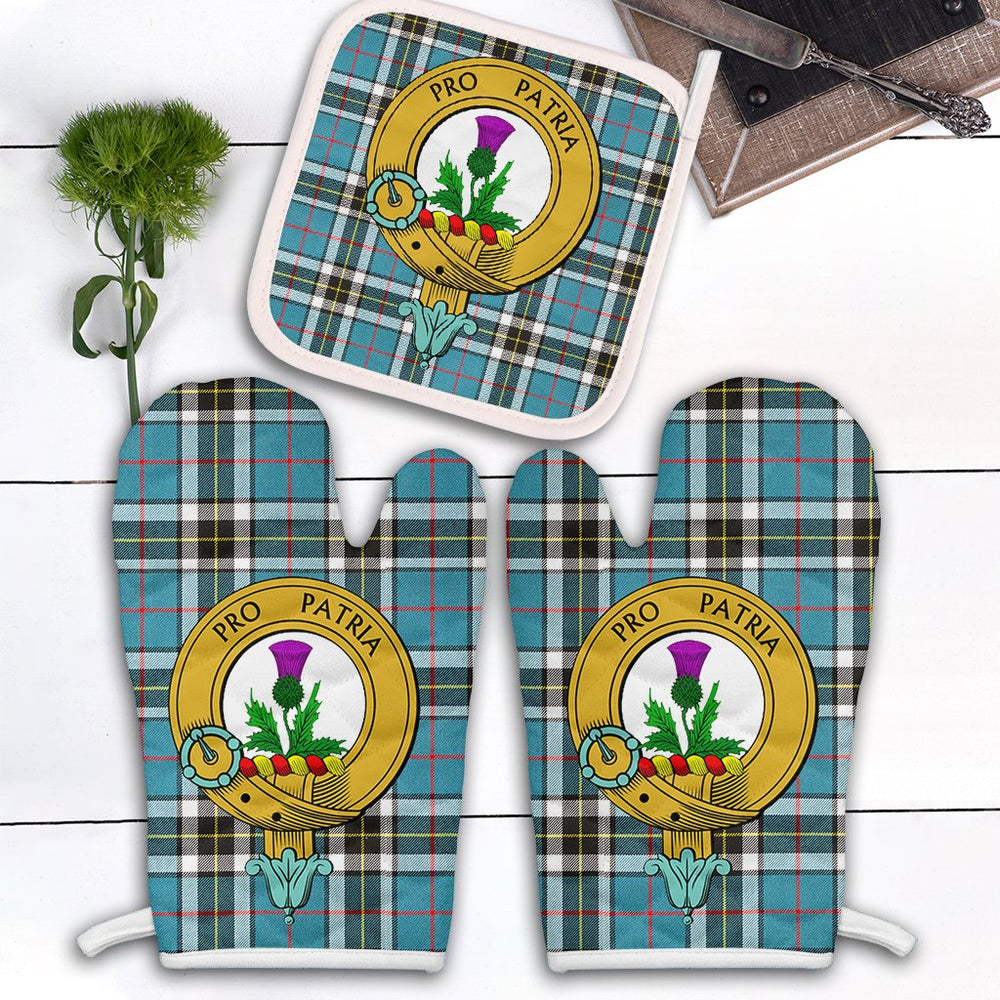 Clan Thomson Tartan Crest Oven Mitt And Pot Holder (2 Oven Mitts + 1 Pot Holder) TK70 Clan Thomson Tartan Today
