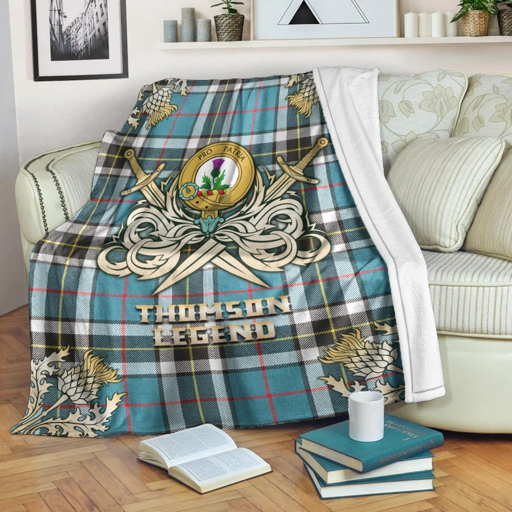 Clan Thomson Tartan Gold Courage Symbol Blanket UI74 Clan Thomson Tartan Today
