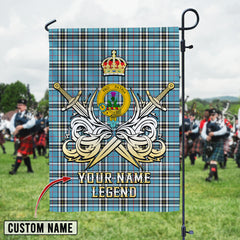 Personalized Custom Name Clan Thomson Tartan Garden Flag with Clan Crest and the Golden Sword of Courageous Legacy XE17 - Thomson Tartan Design, Scottish Heritage Gift