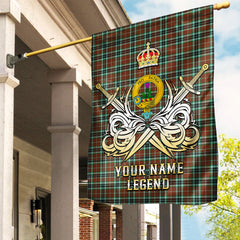 Custom Name Clan Thomson Hunting Modern Tartan Garden Flag with Clan Crest and the Golden Sword of Courageous Legacy QI95