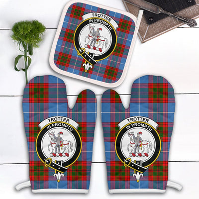 Clan Trotter Tartan Crest Oven Mitt And Pot Holder (2 Oven Mitts + 1 Pot Holder)