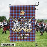 Personalized Custom Name Clan Trotter Tartan Garden Flag with Clan Crest and the Golden Sword of Courageous Legacy XC33 - Trotter Tartan Design, Scottish Heritage Gift