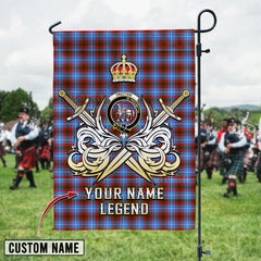 Personalized Custom Name Clan Trotter Tartan Garden Flag with Clan Crest and the Golden Sword of Courageous Legacy XC33 - Trotter Tartan Design, Scottish Heritage Gift